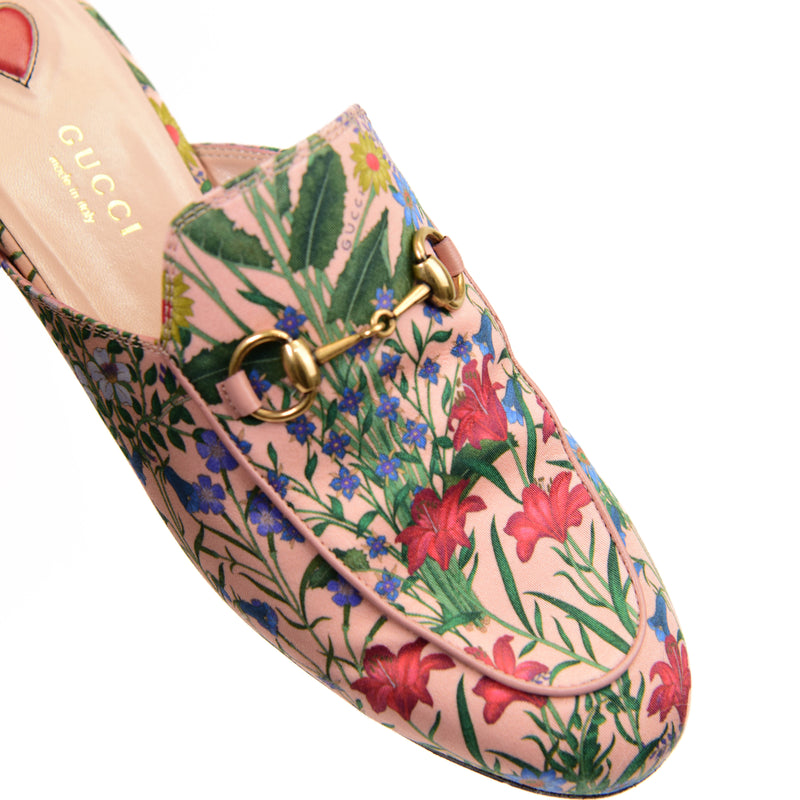 Gucci Pink Floral Satin Slip-On Flats Size 37