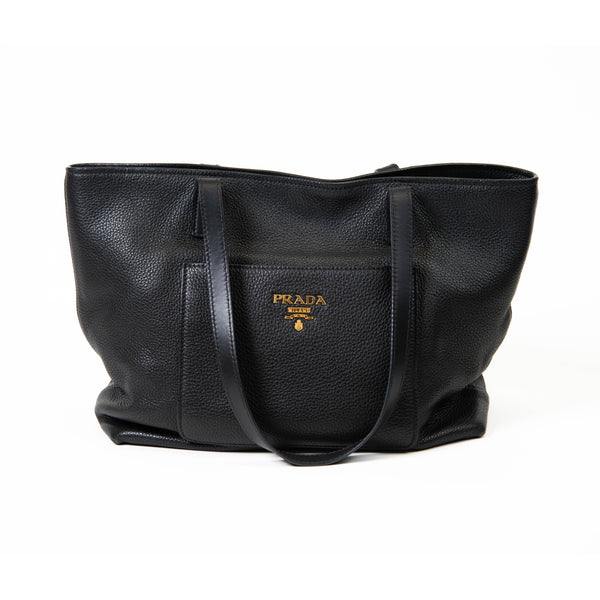 Prada Black Vitello Leather Daino Tote Bag
