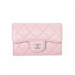 Chanel Light Pink Caviar Leather Quilted Flap Card Holder Wallet