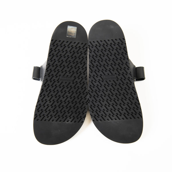 Hermès Chypre Sandals Black Calfskin Palladium Hardware Size 38