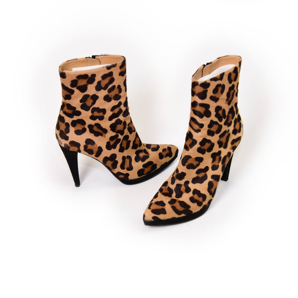 Stuart Weitzman Brown Leopard Print Ponyhair Boots Size 8.5