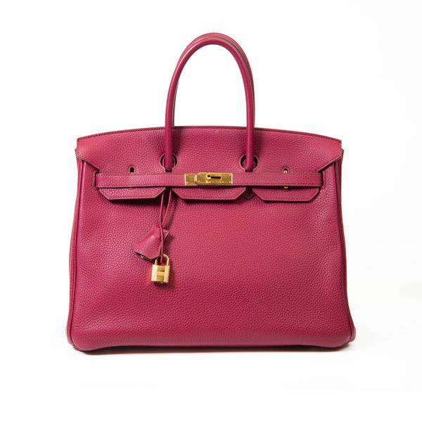 Hermes Rubis Red Togo Leather 35cm Birkin Gold Hardware