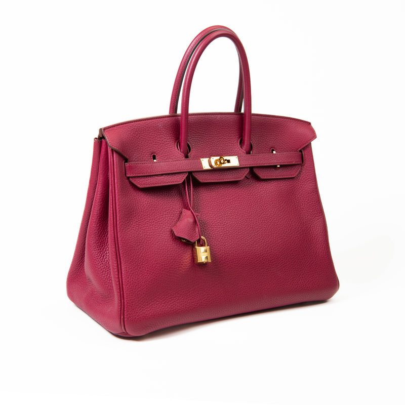 Hermes Rubis Red Togo Leather 35cm Birkin Gold Hardware