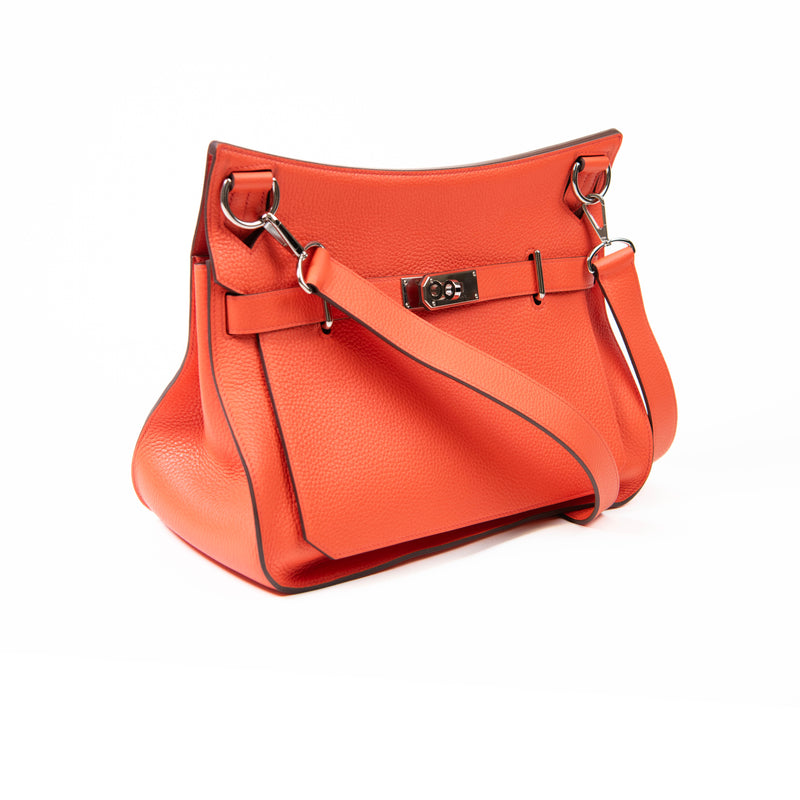 Hermes Feu Orange Swift Leather Jypsiere 34 Bag Palladium Hardware