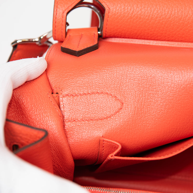 Hermes Feu Orange Swift Leather Jypsiere 34 Bag Palladium Hardware