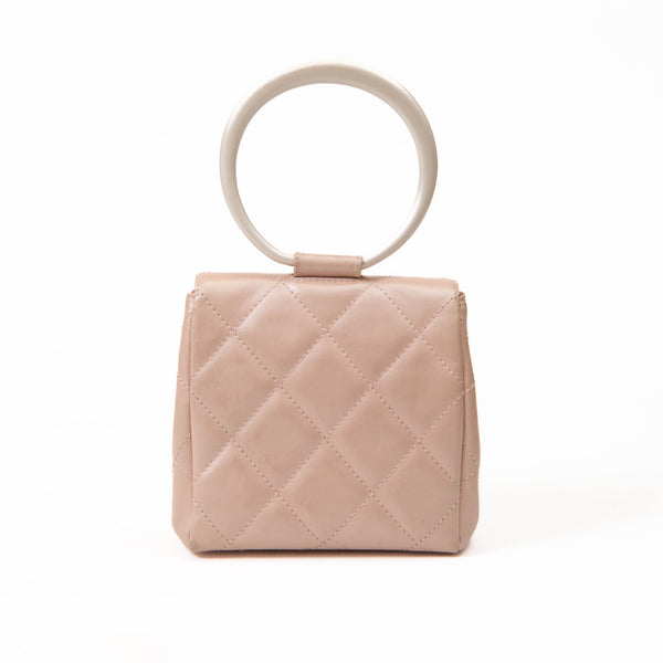 Chanel Pink Lambskin Leather Mini Quilted Top Handle Tote Bag