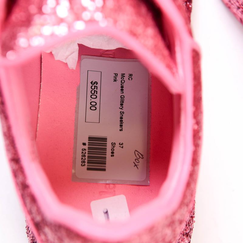 Alexander McQueen Pink Glitter Oversized Sneakers Size 37