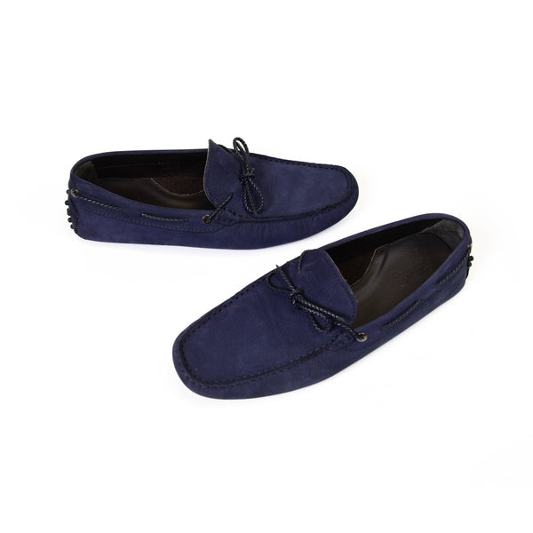 Men's Navy Blue Aurelien Suede Driving Shoes Size 45