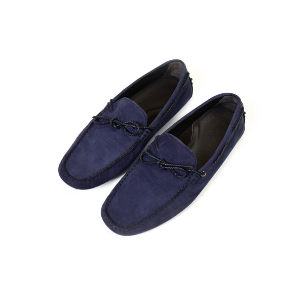 Men's Navy Blue Aurelien Suede Driving Shoes Size 45