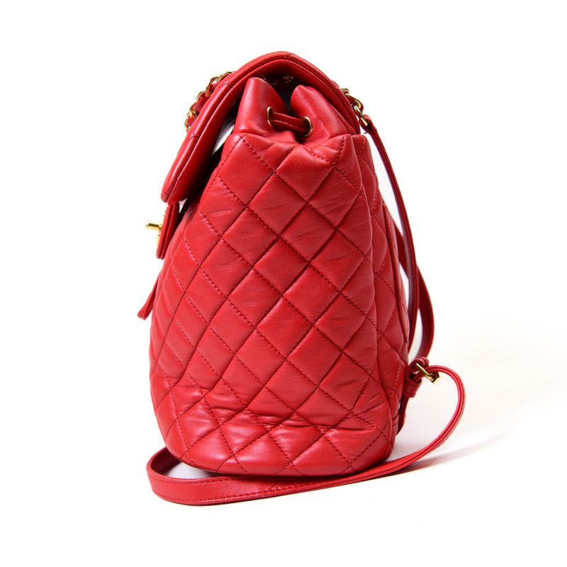 Chanel Red Quilted Lambskin Leather Small Urban Spirit Backpack Bag