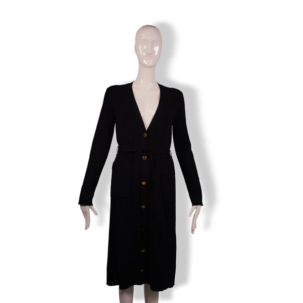 Thom Browne Navy Blue Rib Knit Belted Sweater Dress Size 2