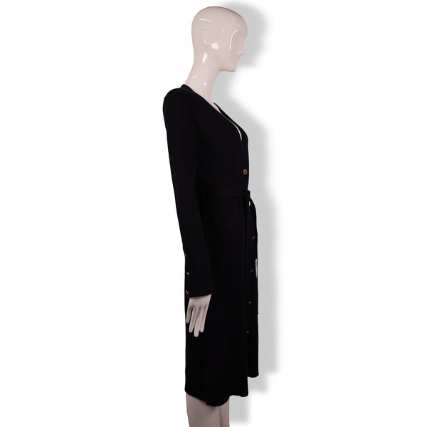 Thom Browne Navy Blue Rib Knit Belted Sweater Dress Size 2