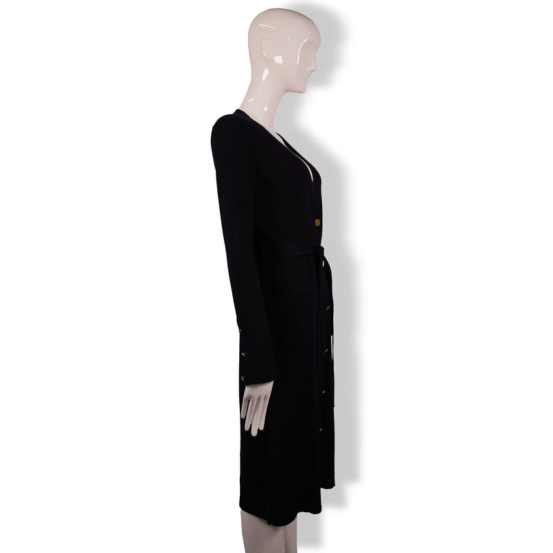 Thom Browne Navy Blue Rib Knit Belted Sweater Dress Size 2