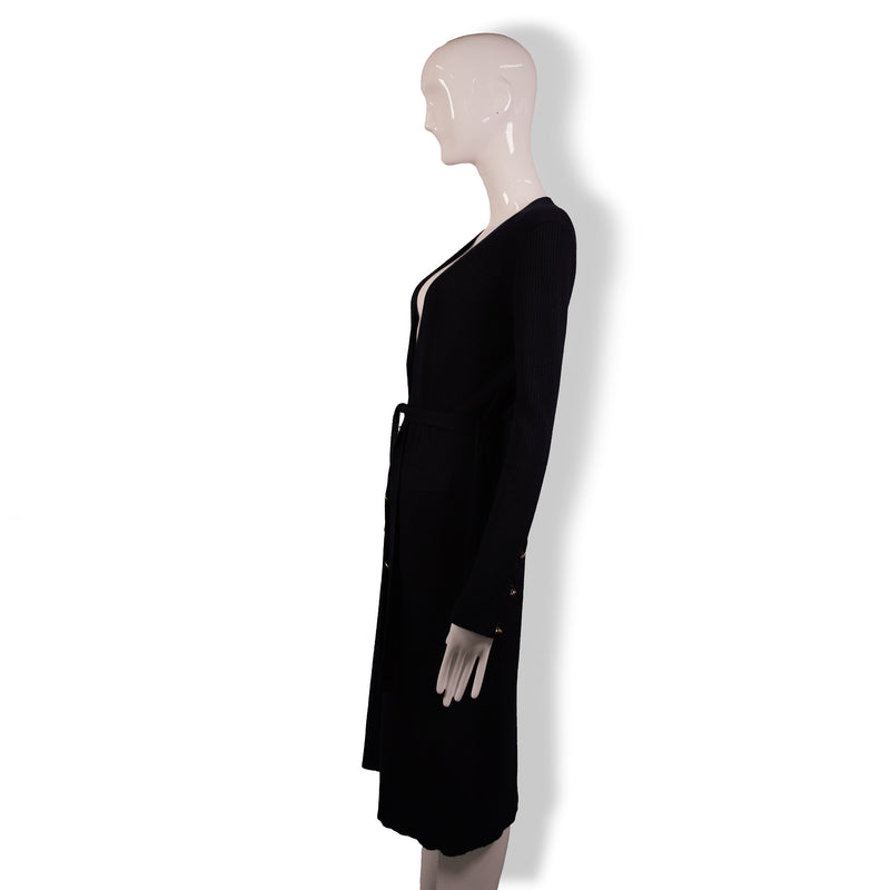 Thom Browne Navy Blue Rib Knit Belted Sweater Dress Size 2