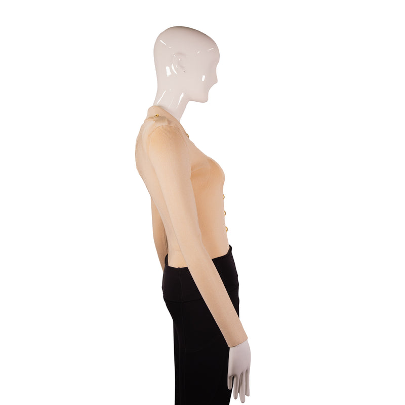 Tom Ford Beige Collared Stretch Knit Bodysuit Size Small