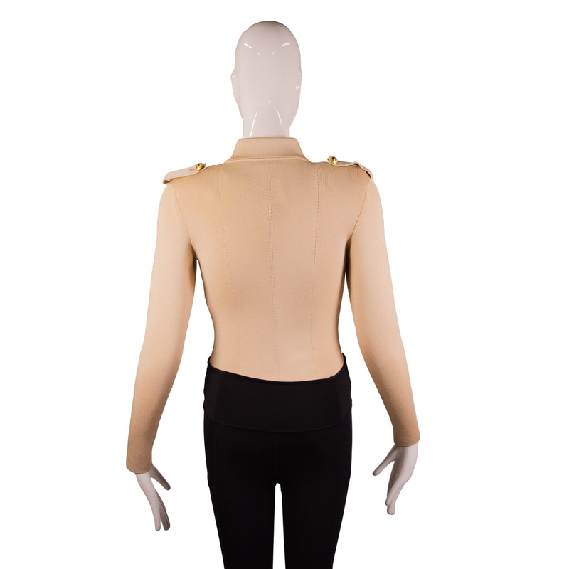 Tom Ford Beige Collared Stretch Knit Bodysuit Size Small