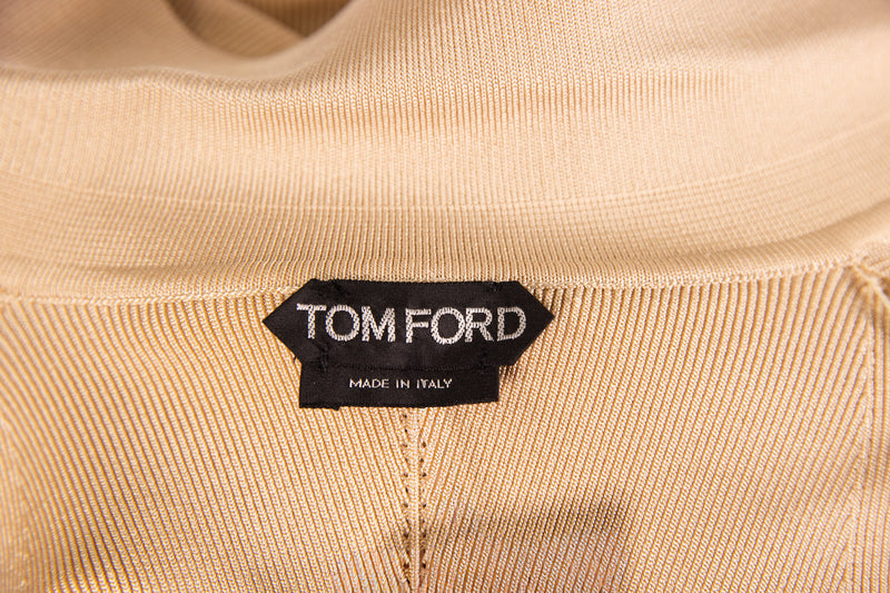 Tom Ford Beige Collared Stretch Knit Bodysuit Size Small
