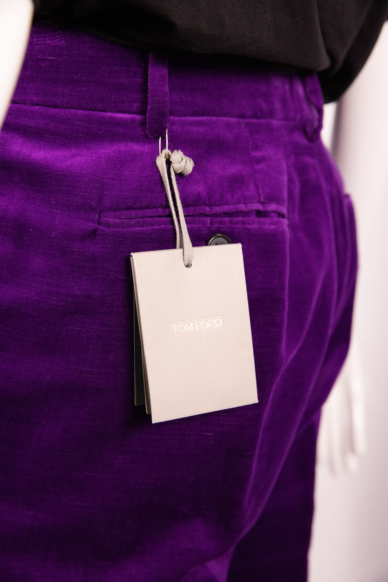 Tom Ford Purple Velvet Straight Pants Size 42