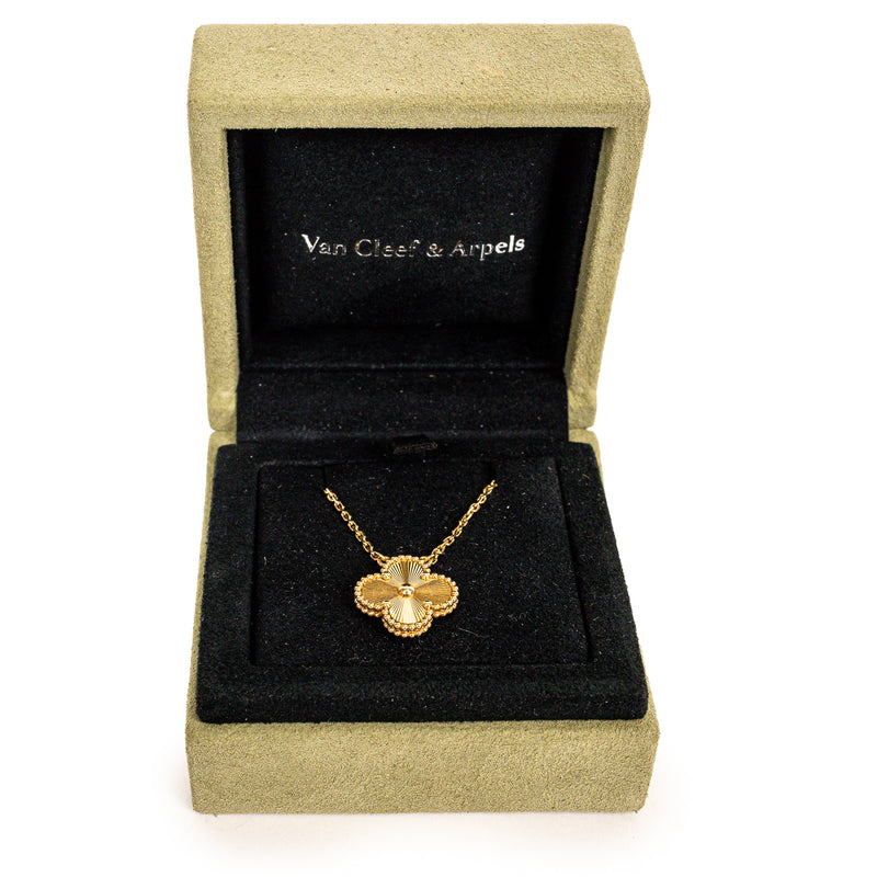 Van Cleef & Arpels Vintage Alhambra Guilloché Yellow Gold Pendant