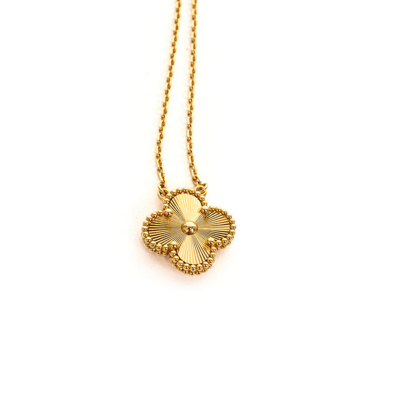 Van Cleef & Arpels Vintage Alhambra Guilloché Yellow Gold Pendant