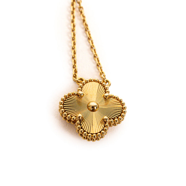 Van Cleef & Arpels Vintage Alhambra Guilloché Yellow Gold Pendant