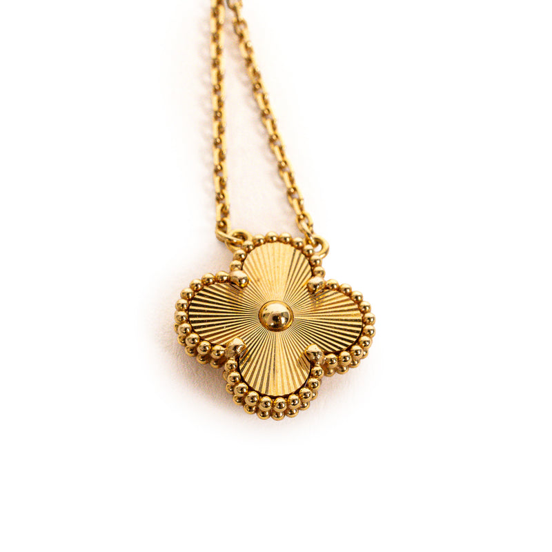 Van Cleef & Arpels Vintage Alhambra Guilloché Yellow Gold Pendant