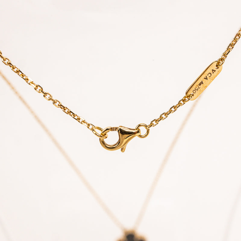 Van Cleef & Arpels Yellow Gold 18K Black Onyx Alhambra Pendant Necklace