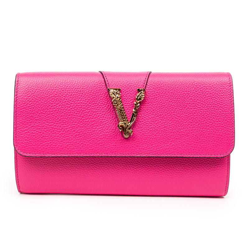 Versace Pink Leather WOC Crossbody with Gold Chain GHW