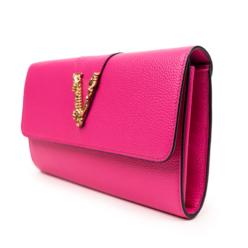 Versace Pink Leather WOC Crossbody with Gold Chain GHW