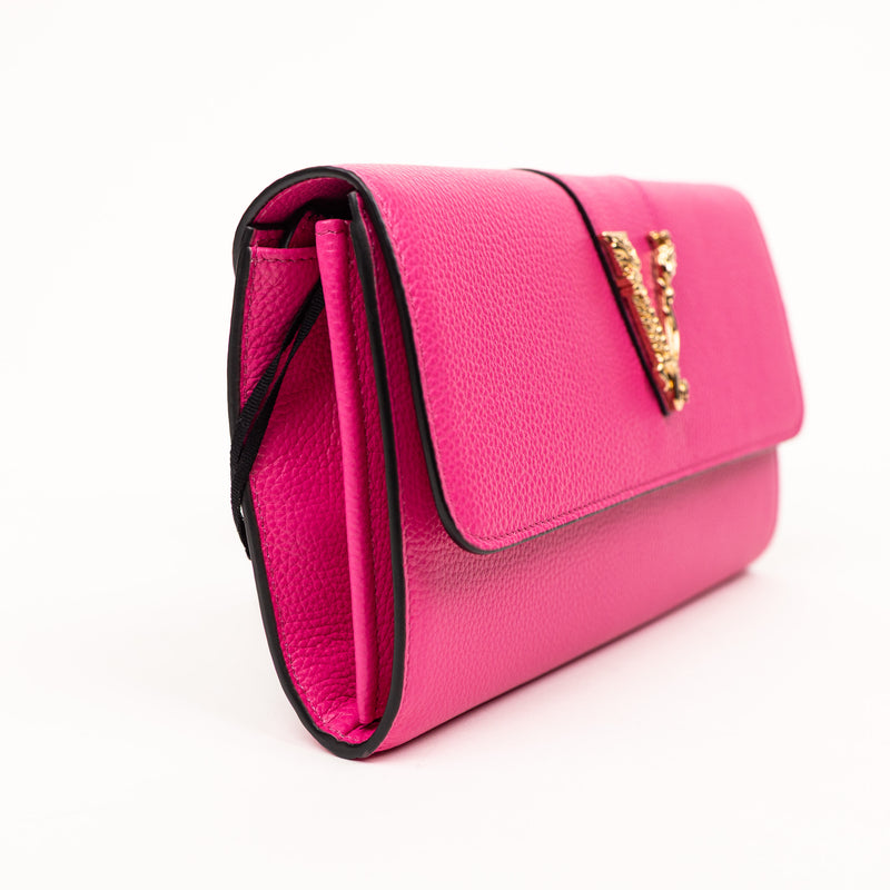 Versace Pink Leather WOC Crossbody with Gold Chain GHW