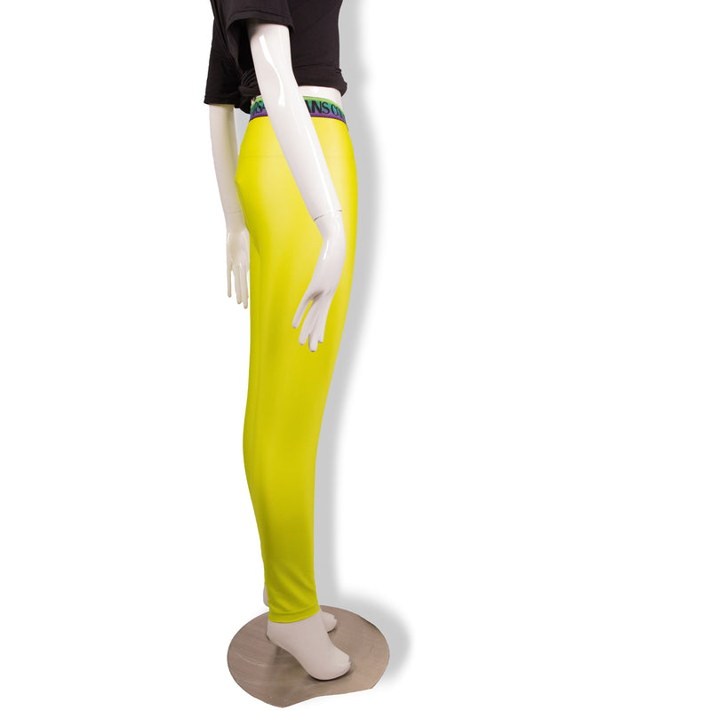 Versace Jeans Couture Neon Green Logo-Waist Leggings Size 40
