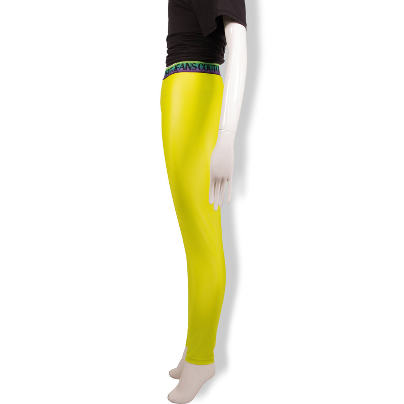 Versace Jeans Couture Neon Green Logo-Waist Leggings Size 40