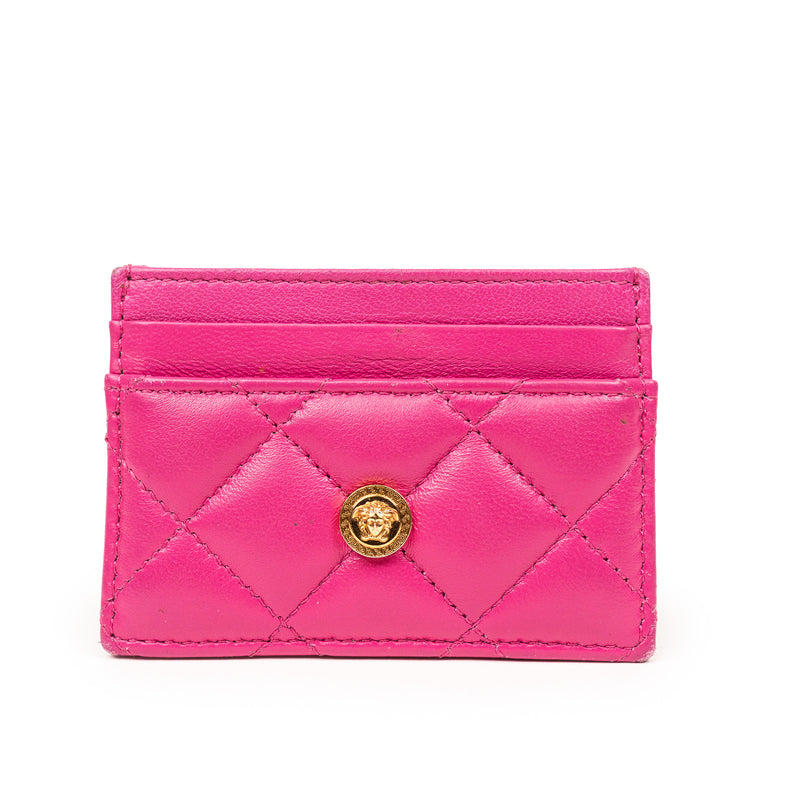 Versace Pink Quilted Leather Medusa Cardholder GHW