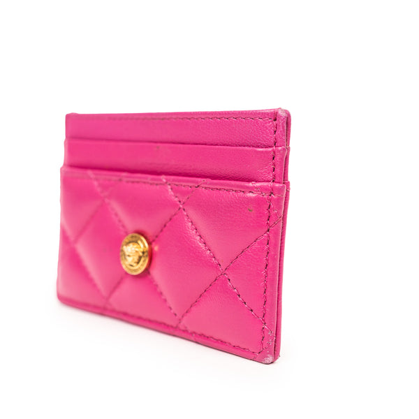 Versace Pink Quilted Leather Medusa Cardholder GHW