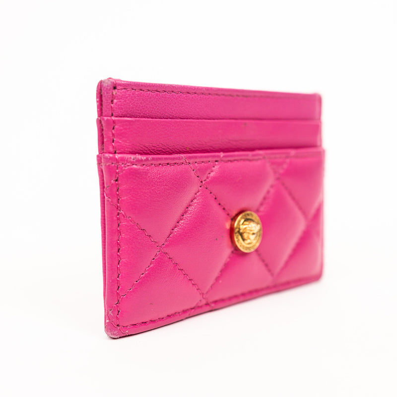 Versace Pink Quilted Leather Medusa Cardholder GHW