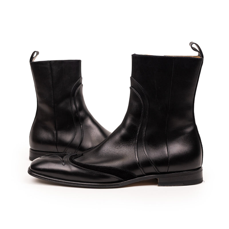 Versace Western Leather Boots Black 41