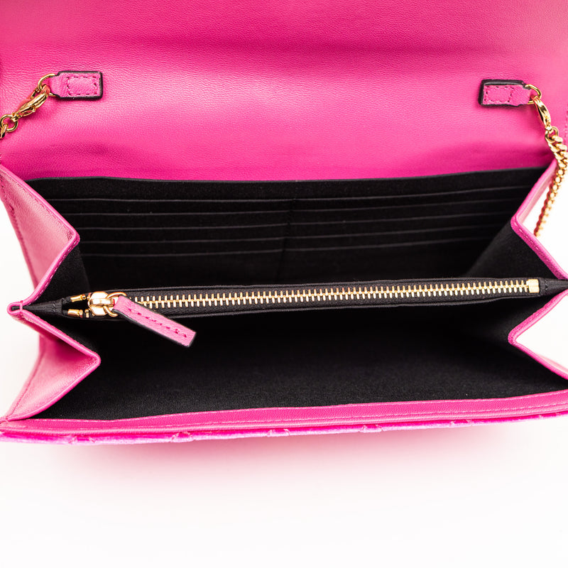 Versace Pink Velvet Medusa WOC Quilted Chainlink Crossbody