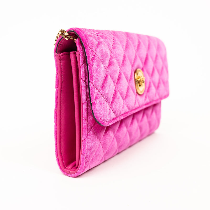 Versace Pink Velvet Medusa WOC Quilted Chainlink Crossbody