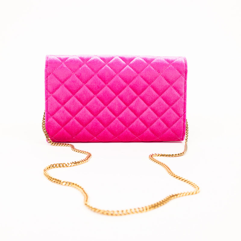 Versace Pink Velvet Medusa WOC Quilted Chainlink Crossbody