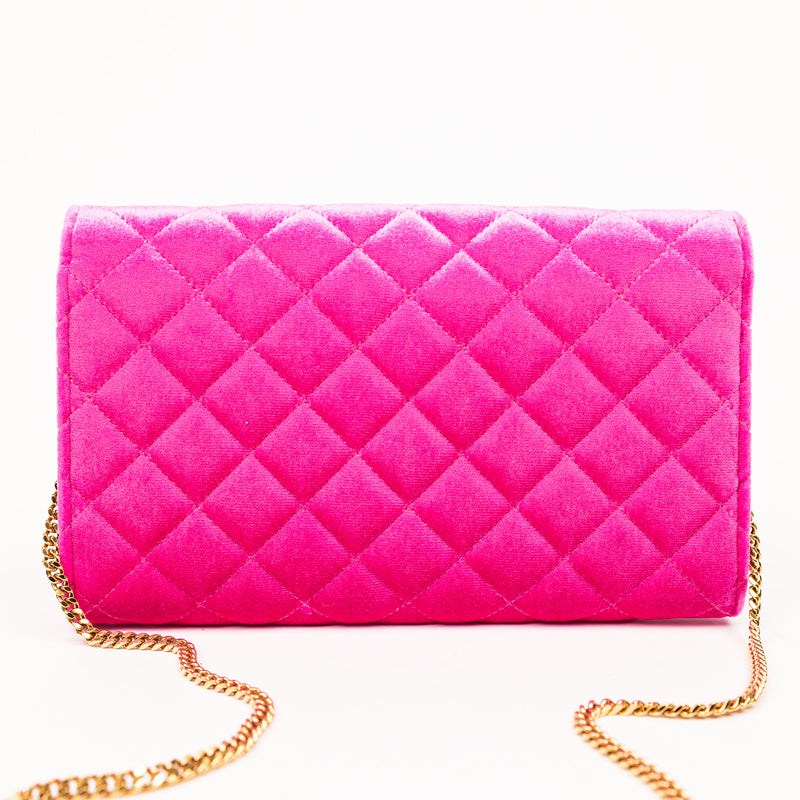 Versace Pink Velvet Medusa WOC Quilted Chainlink Crossbody