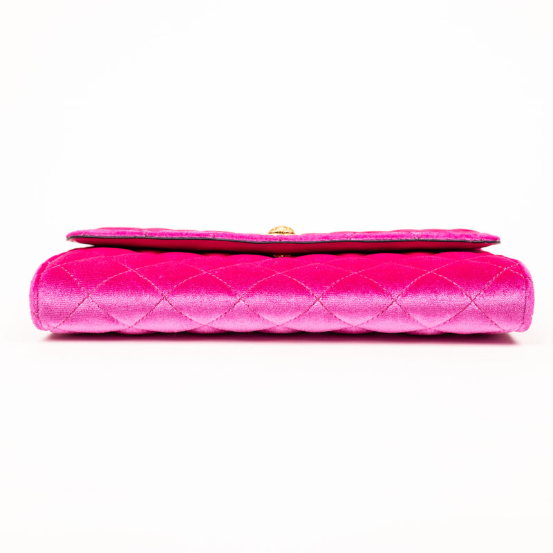 Versace Pink Velvet Medusa WOC Quilted Chainlink Crossbody