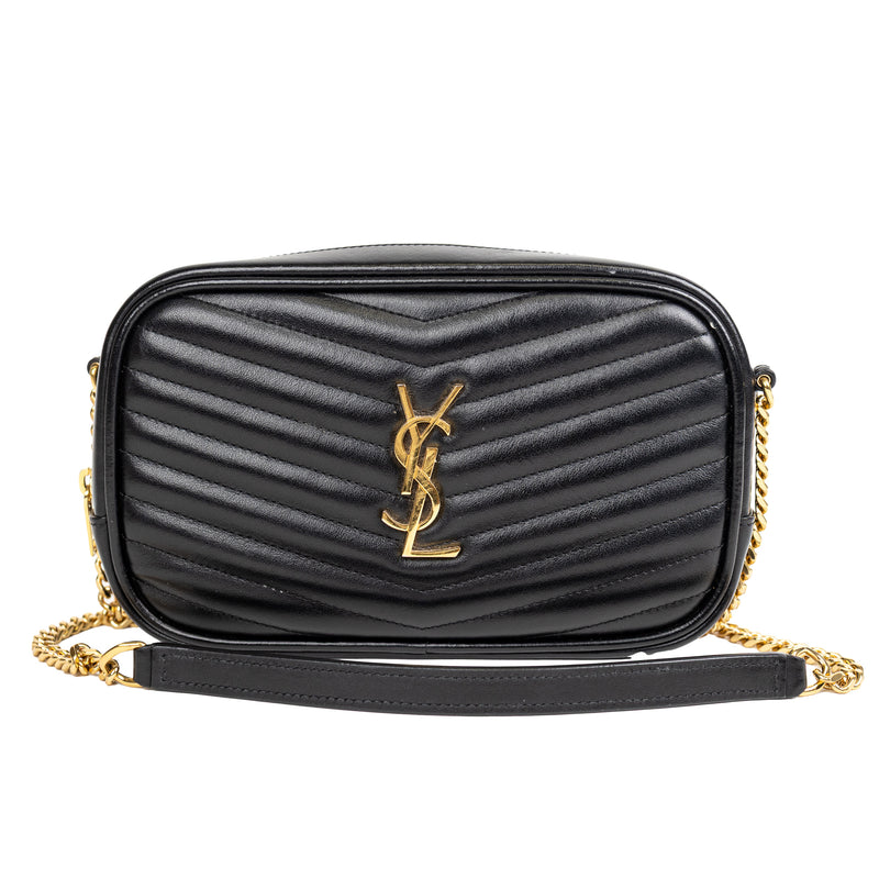Saint Laurent Black Quilted Leather LouLou Mini Camera Bag