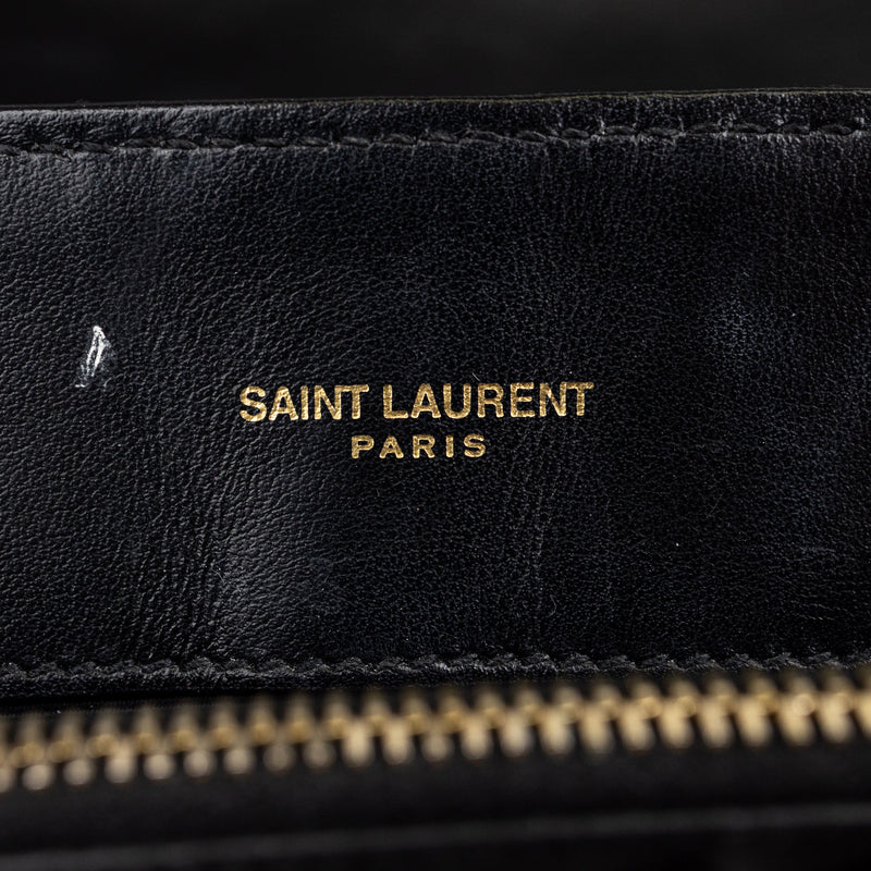 Saint Laurent YSL Black Matelasse Leather LouLou Medium Chain Bag