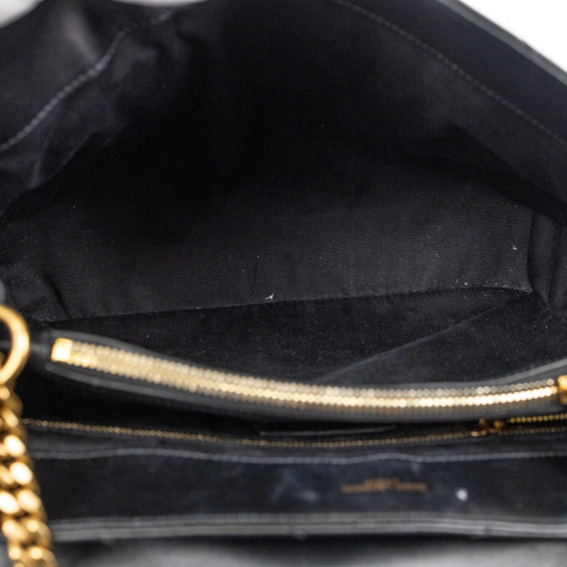Saint Laurent YSL Black Matelasse Leather LouLou Medium Chain Bag