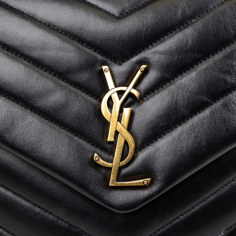 Saint Laurent YSL Black Matelasse Leather LouLou Medium Chain Bag