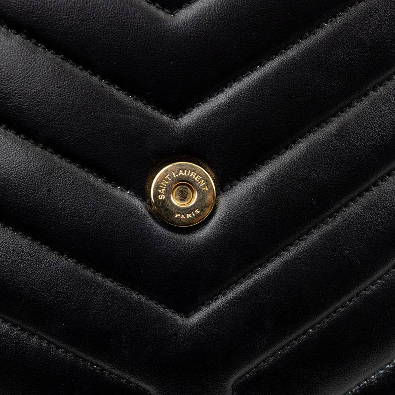 Saint Laurent YSL Black Matelasse Leather LouLou Medium Chain Bag