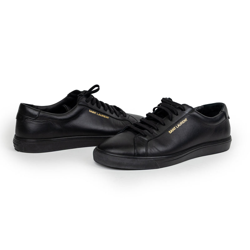 Saint Laurent Black Low Ankle Leather Sneakers Size 42.5