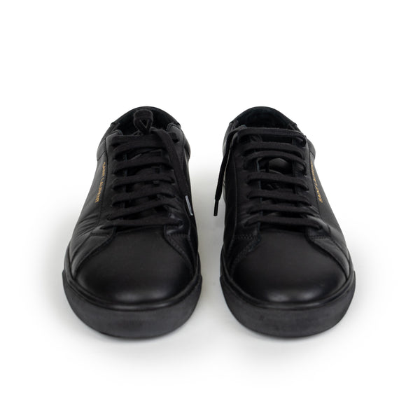 Saint Laurent Black Low Ankle Leather Sneakers Size 42.5