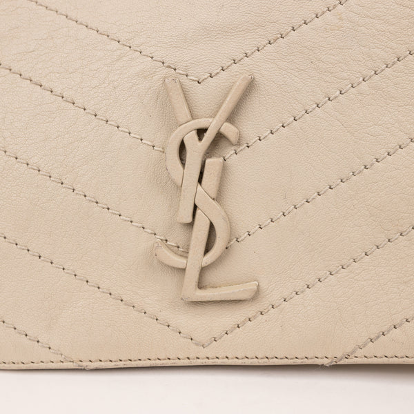 YSL Cream Leather Chevron Matelassé Niki Shoulder Bag