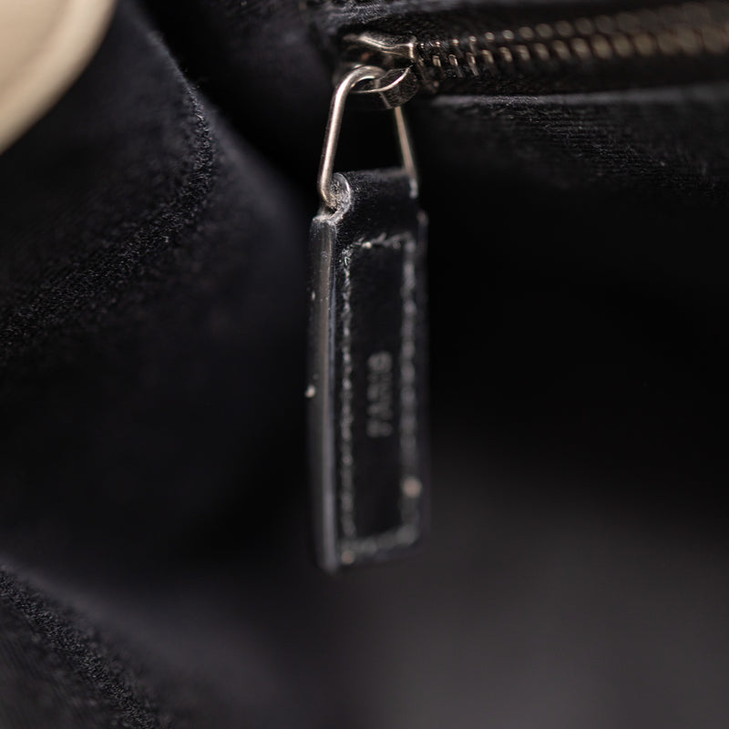 YSL Cream Leather Chevron Matelassé Niki Shoulder Bag